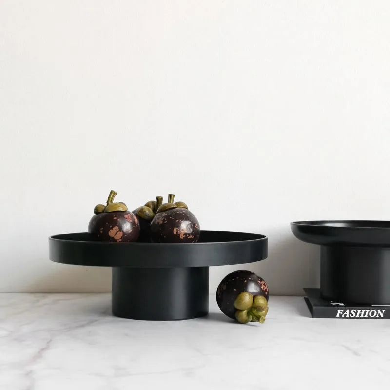 Round Black Pedestal Tray