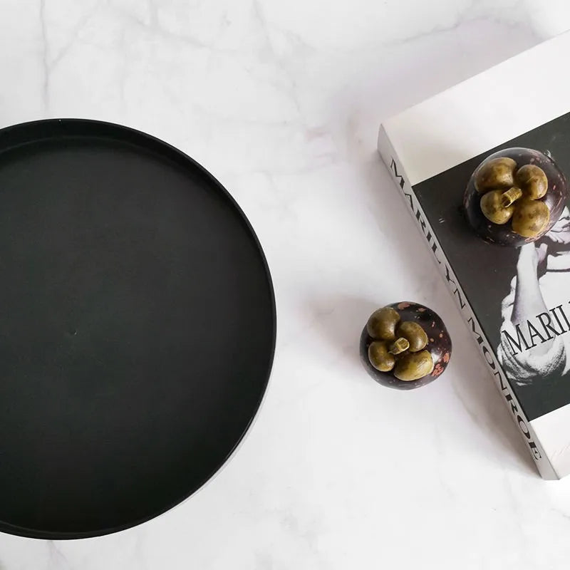 Round Black Pedestal Tray
