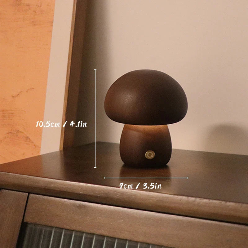 Night Light Wooden Mushroom