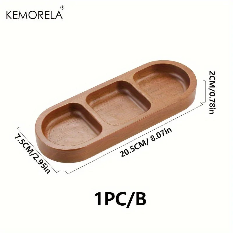 Wooden 2 and 3 Grid Condiment Plate