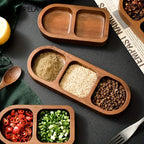 Wooden 2 and 3 Grid Condiment Plate