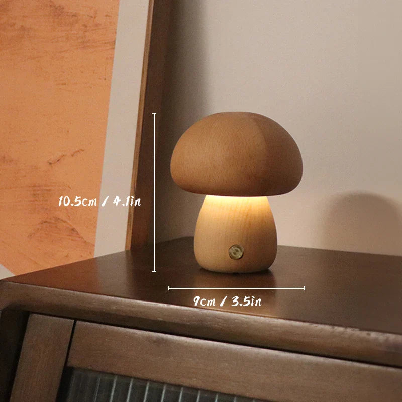 Night Light Wooden Mushroom